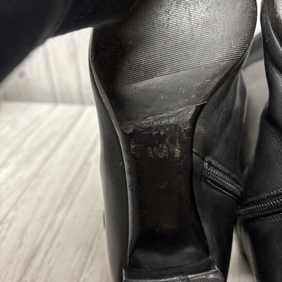 Womens Size 9.5 Gucci Black Leather Riding Boots Bamboo Gold Charm - Picture 14 of 16